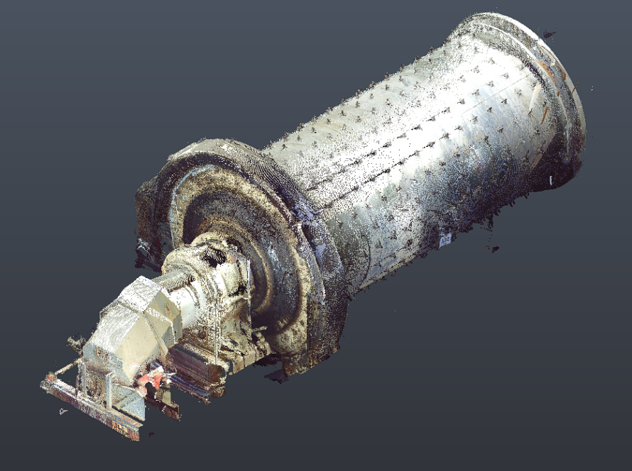 High-density 3D point cloud created of a ball mill